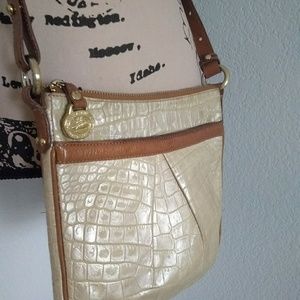 Brahmin metallic crocodile crossbody leather